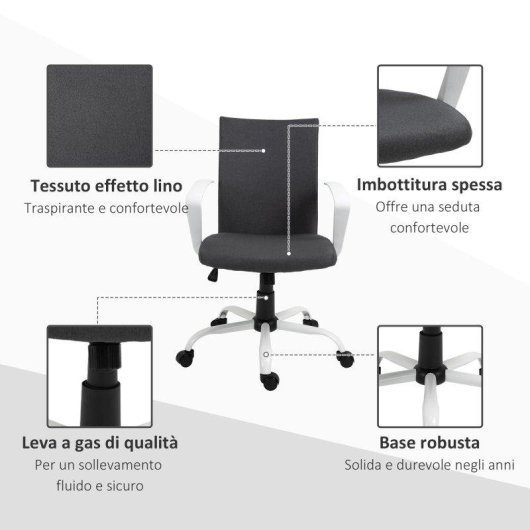 Sedia da ufficio Aosom ergonomica regolabile con ruote 61x61x89-99 cm
