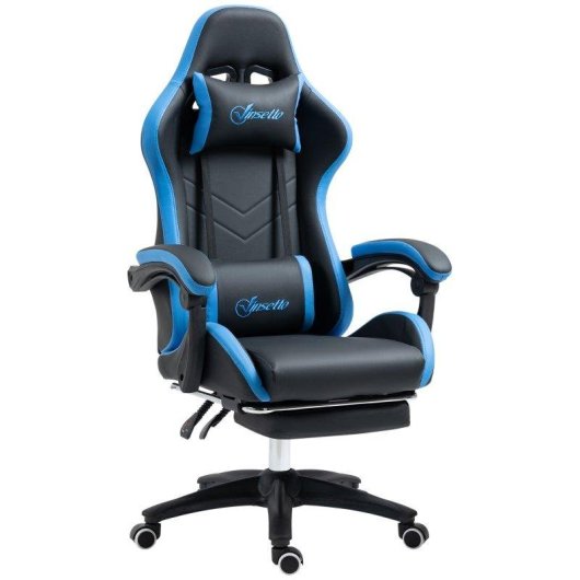 Sedia Gaming Aosom con altezza regolabile e schienale reclinabile blu nero