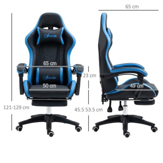 Sedia Gaming Aosom con altezza regolabile e schienale reclinabile blu nero