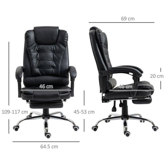 Sedia Da Ufficio Aosom Regolabile Schienale Poggiapiedi