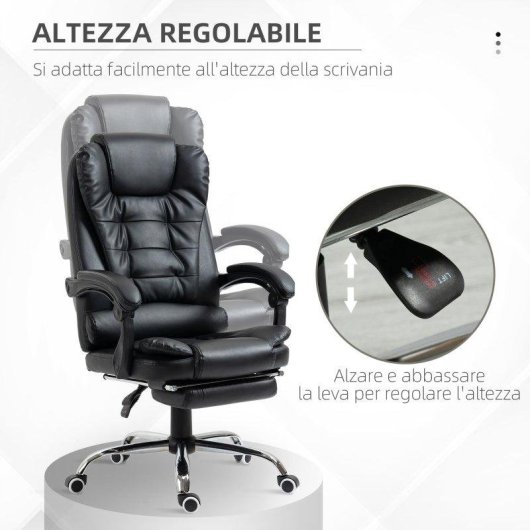 Sedia Da Ufficio Aosom Regolabile Schienale Poggiapiedi