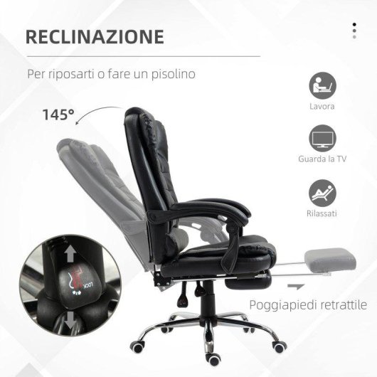 Sedia Da Ufficio Aosom Regolabile Schienale Poggiapiedi