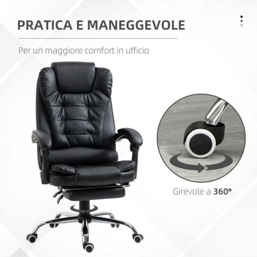 Sedia Da Ufficio Aosom Regolabile Schienale Poggiapiedi
