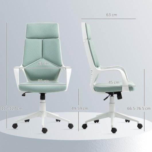 Sedia da ufficio Aosom regolabile con schienale alto e ruote verde