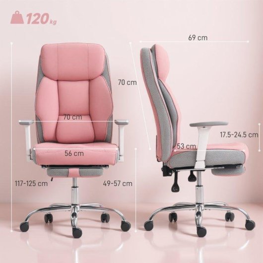Sedia Da Ufficio Ergonomica Rinforzata Aosom Rosa