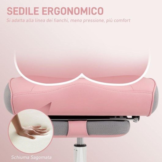 Sedia Da Ufficio Ergonomica Rinforzata Aosom Rosa