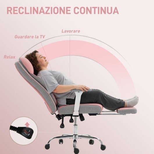 Sedia Da Ufficio Ergonomica Rinforzata Aosom Rosa