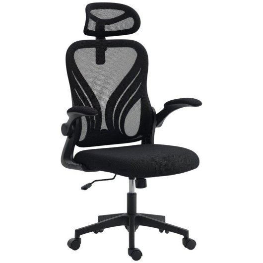 Sedia da ufficio ergonomica Aosom con braccioli ribaltabili, nero
