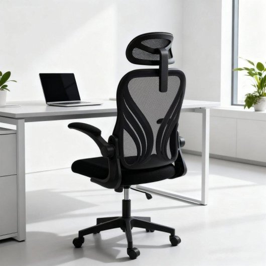 Sedia da ufficio ergonomica Aosom con braccioli ribaltabili, nero