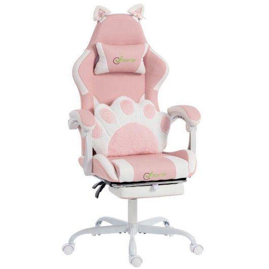 Sedia Gaming Aosom Rosa Ergonomica Reclinabile