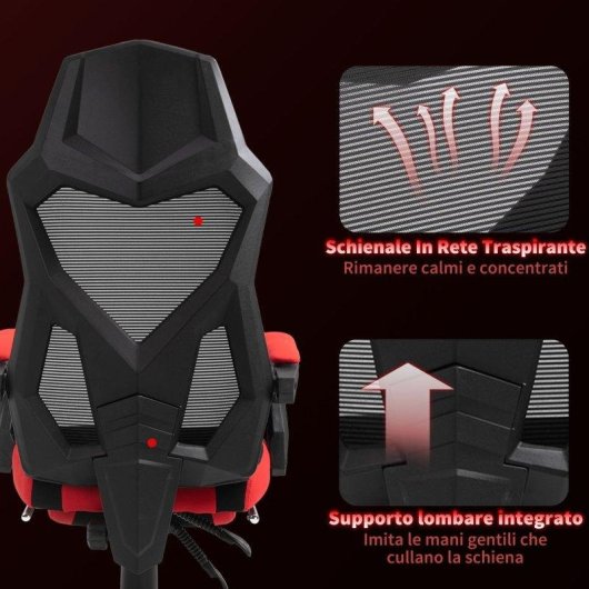 Sedia Da Ufficio Ergonomica E Reclinabile Aosom Con Poggiapiedi