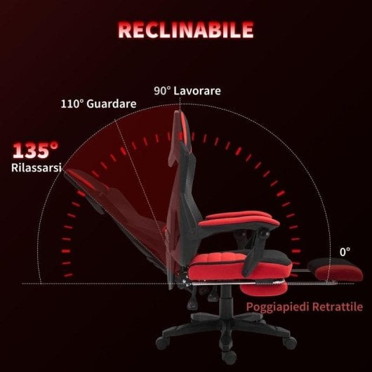 Sedia Da Ufficio Ergonomica E Reclinabile Aosom Con Poggiapiedi