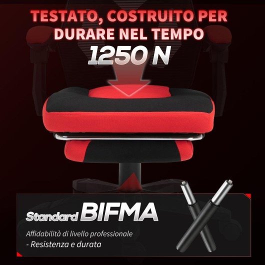 Sedia Da Ufficio Ergonomica E Reclinabile Aosom Con Poggiapiedi