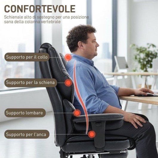Sedia da ufficio Aosom poggiapiedi poggiatestaPU