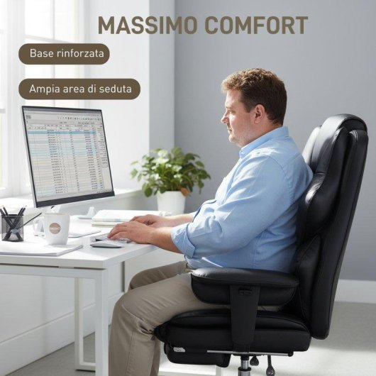 Sedia da ufficio Aosom poggiapiedi poggiatestaPU