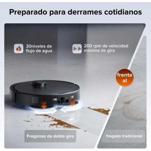 Robot Aspirador y Fregasuelos Roborock Qrevo 2 Pro con Autovaciado Navegación Inteligente 25000 Pa
