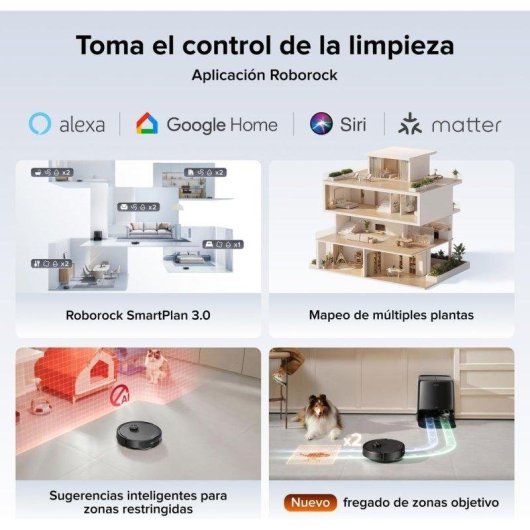 Robot Aspirador y Fregasuelos Roborock Qrevo 2 Pro con Autovaciado Navegación Inteligente 25000 Pa