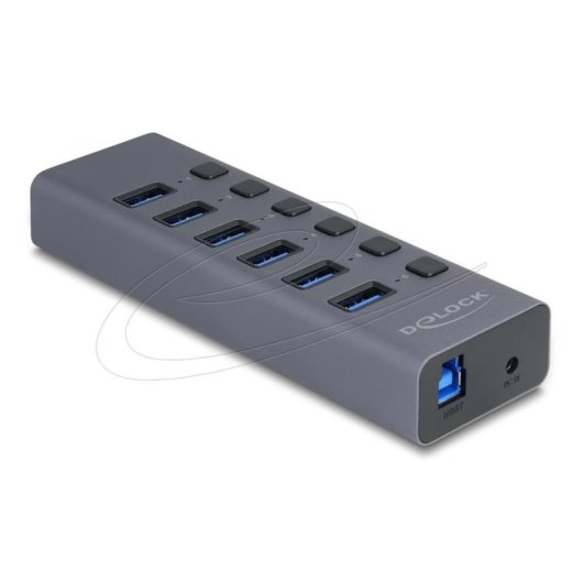 Hub Delock 6 ports 5000 Mbit/s modèle 64237 avec lecteur cartes