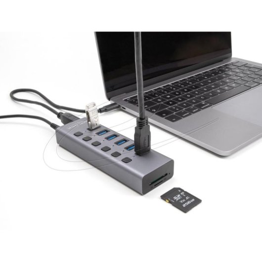Hub Delock 6 ports 5000 Mbit/s modèle 64237 avec lecteur cartes