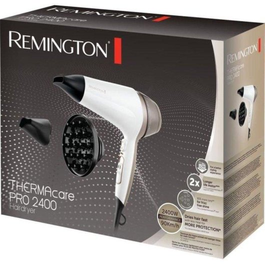 Secador de Cabelo Iónico Remington D5720 2400W 3 Temperaturas 2 Velocidades Difusor Branco
