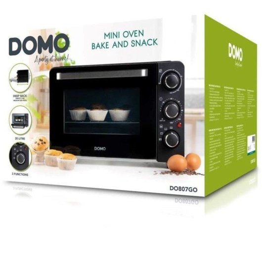 Mini Four Domo DO807GO Nettoyage Manuel 20L 1300W Minuterie Noir