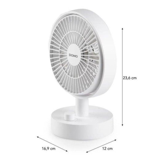 Mini Ventilatore da Tavolo Domo DO8151 11W 15cm 10 Velocità Oscillante Ricaricabile USB-C