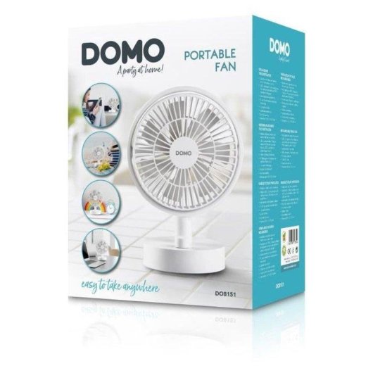 Mini Ventilatore da Tavolo Domo DO8151 11W 15cm 10 Velocità Oscillante Ricaricabile USB-C