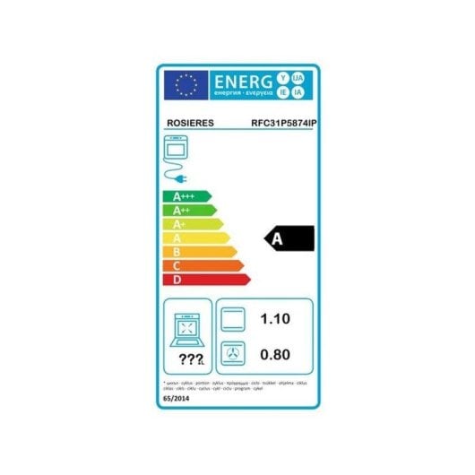 Einbaubackofen Rosieres RFC31P5874IP Pyrolyse Dampf 70L 60cm A Schwarz