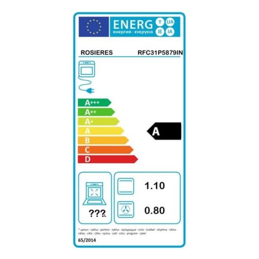 Einbaubackofen Rosieres RFC31P5879IN Pyrolyse 70L 60cm A 10 Funktionen Inox Schwarz