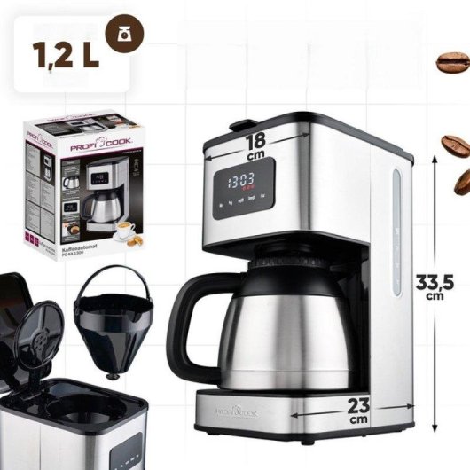 Cafetière à filtre ProfiCook PC-KA 1300 1,2 L Acier inoxydable Contrôle tactile