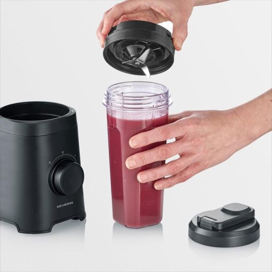 Mixeur Severin SM 3743 Portable 320 W Noir 2 Vitesses Pulse 2 Bouteilles 600 ml
