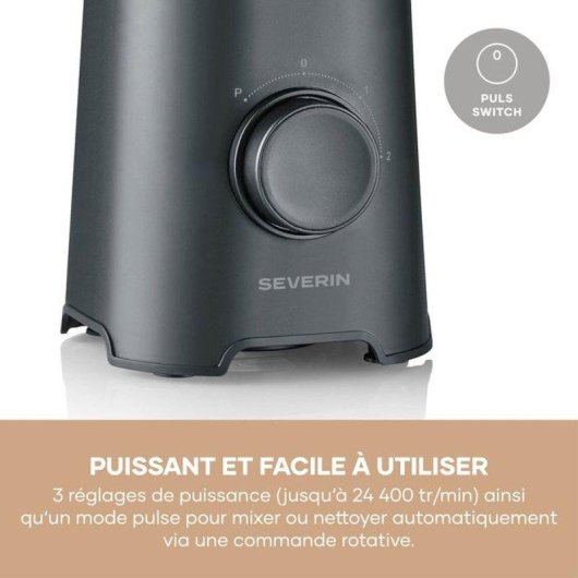 Mixeur Severin SM 3743 Portable 320 W Noir 2 Vitesses Pulse 2 Bouteilles 600 ml