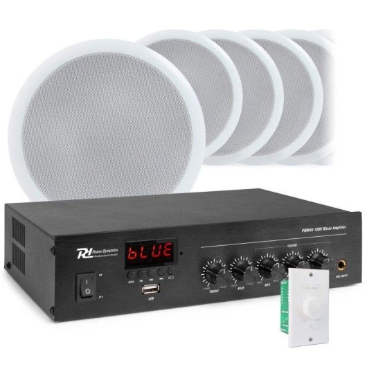 Altavoces Power Dynamics Amplificador PDM45 Bluetooth 100V con 10 altavoces de techo
