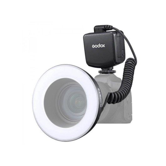 Luminaria circular Godox Ring72 LED alimentacao por pilhas AA