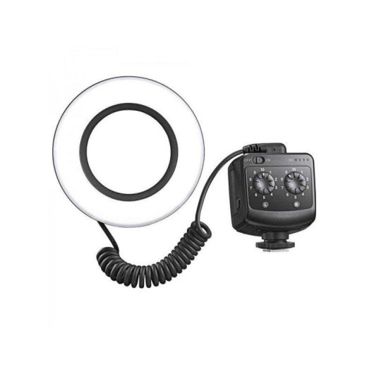 Luminaria circular Godox Ring72 LED alimentacao por pilhas AA