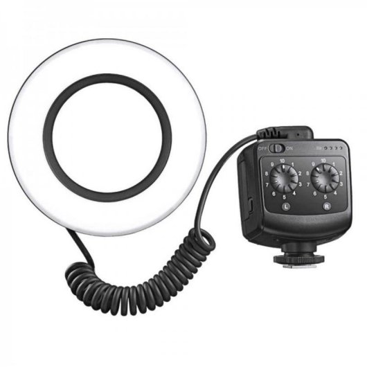 Luminaria circular Godox Ring72 LED alimentacao por pilhas AA