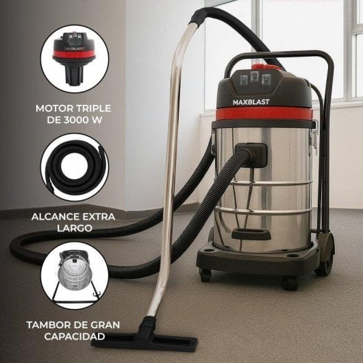 Aspiradora industrial Monster MaxBlast 80L 3000W Seco y Húmedo con manguera 5m