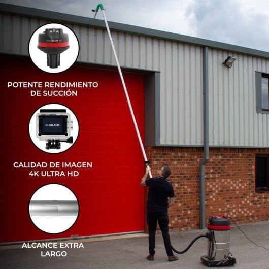 Aspiradora industrial Monster Kit limpieza canalones 3000W 80L cámara 4K