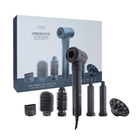 Secador de Cabelo Profissional Iónico Italian Design X7 Pro 1300W 4 Temperaturas 3 Velocidades 7 Acessórios