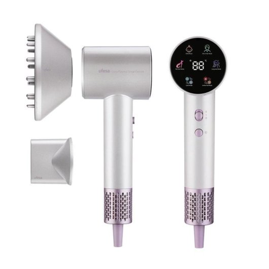 Secador de Pelo Iónico Profesional Ufesa Ion-Plasma SmartSense Motor Digital 120000 rpm 6 Modos 2 Velocidades Pantalla LCD Accesorios