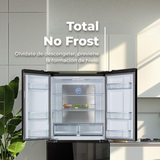 Frigorífico Francés Evvo F80B Glass Total No Frost 183cm 510L E Negro Cristal