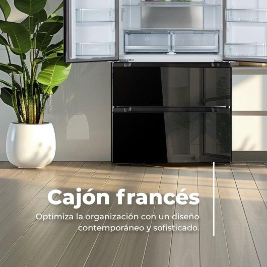 Frigorífico Francés Evvo F80B Glass Total No Frost 183cm 510L E Negro Cristal