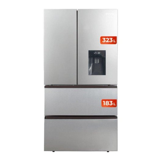 Frigorífico Francés Evvo F80X Aqua Total No Frost 183cm Inox 506L Motor Inverter