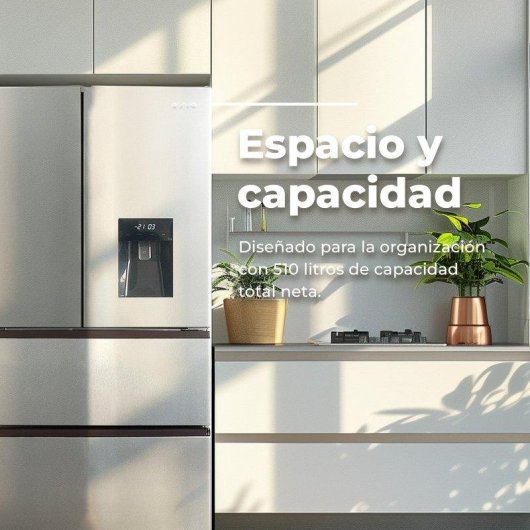 Frigorífico Francés Evvo F80X Aqua Total No Frost 183cm Inox 506L Motor Inverter