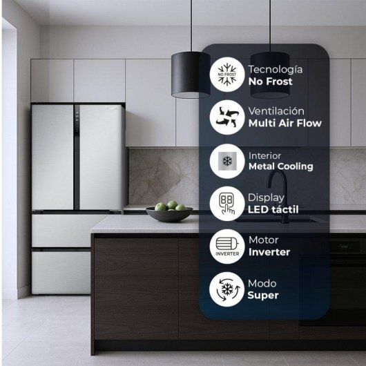 Frigorífico Cuatro Puertas Hyundai HFR18383NDDI00 No Frost 183cm 436L E Inox Display táctil