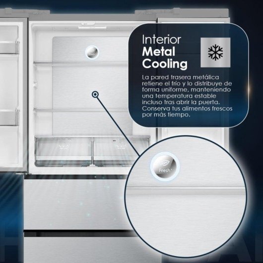 Frigorífico Cuatro Puertas Hyundai HFR18383NDDI00 No Frost 183cm 436L E Inox Display táctil
