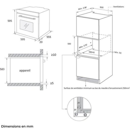 Four Encastrable Continental Edison CEF72PBAF Pyrolyse 72L 60cm AirFryer Noir
