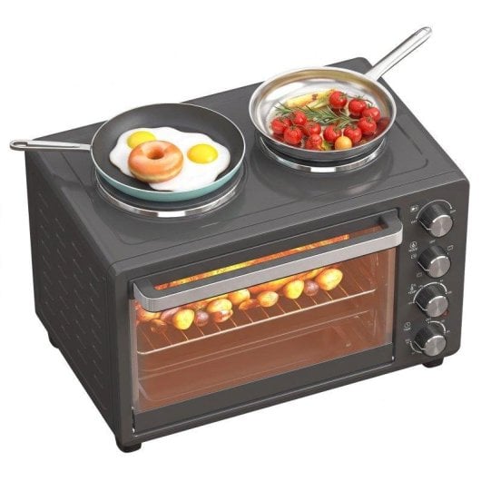 Mini Forno Homcom 800-198V90BK 28L 2600W 2 Placas 4 Níveis Preto