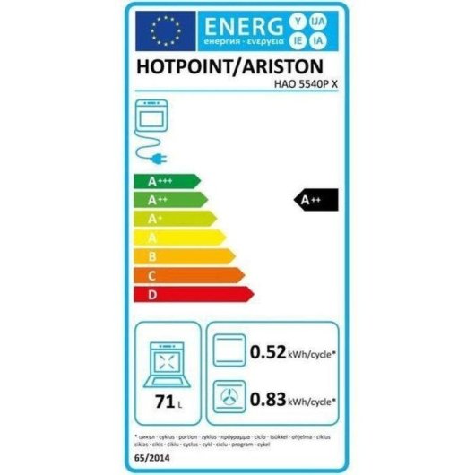 Four Encastrable Hotpoint HAO5540PX Pyrolyse Hydrolyse 71L 60cm A++ Gril Inox
