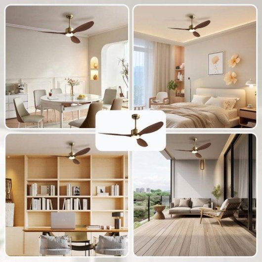 Ventilatore da Soffitto con Luce Autrucker 24W 106cm 6 Velocità Telecomando Silenzioso Bronzo